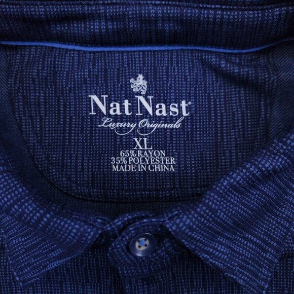 Nat Nast Luxury Originals Mens XL Blue Pattern Polo Rayon Blend Short Sleeve - Picture 10 of 16